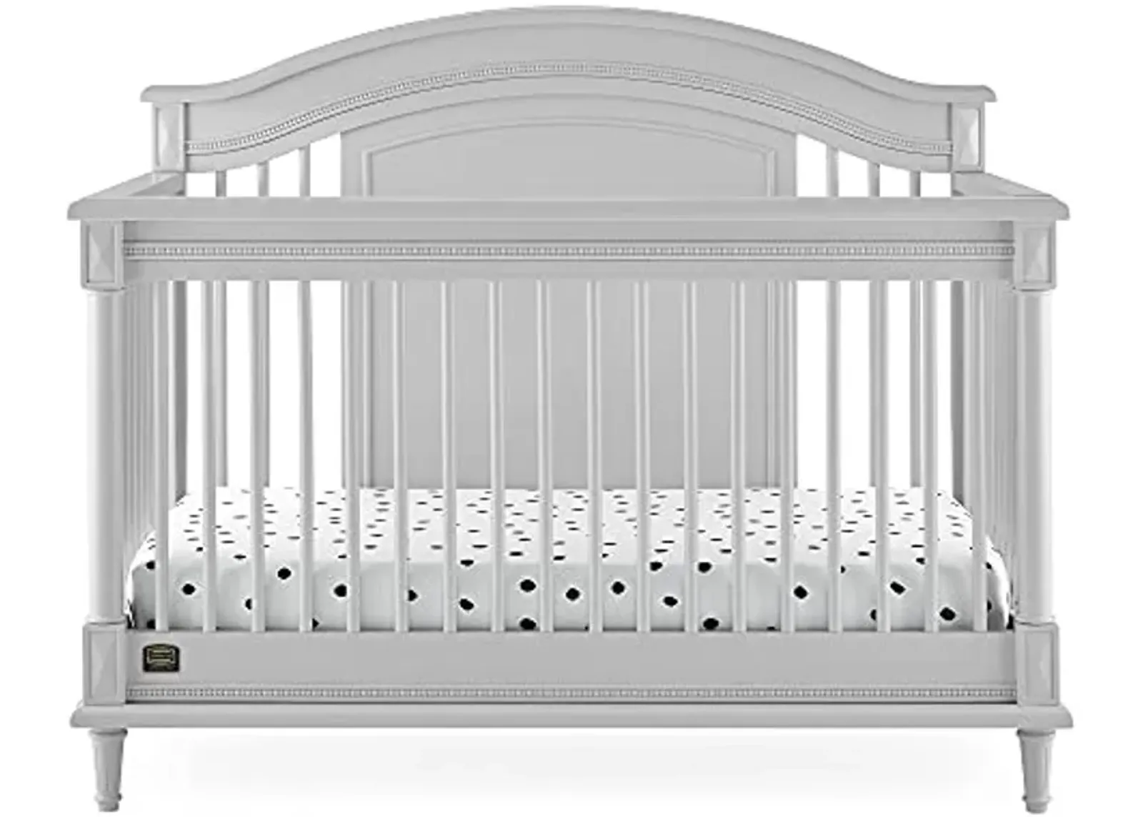 Delta Children Simmons Kids Juliette 6-in-1 Convertible Crib with Toddler Rail, Greenguard Gold Certified, Moonstruck Grey