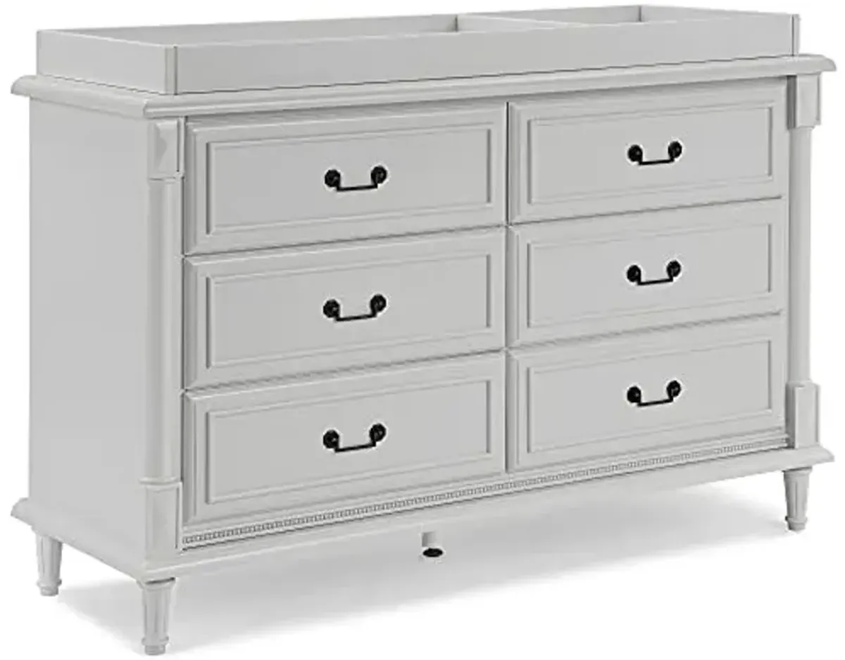 Delta Children Simmons Kids Juliette 6 Drawer Dresser with Changing Top, Greenguard Gold Certified, Moonstruck Grey