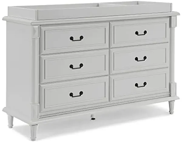Delta Children Simmons Kids Juliette 6 Drawer Dresser with Changing Top, Greenguard Gold Certified, Moonstruck Grey
