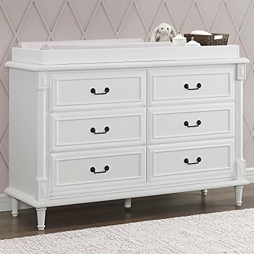 Simmons Kids Juliette 6 Drawer Dresser with Changing Top, Greenguard Gold Certified, Bianca White