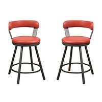 Set of 2 Swivel Counter Height Chair 24" (Red)
