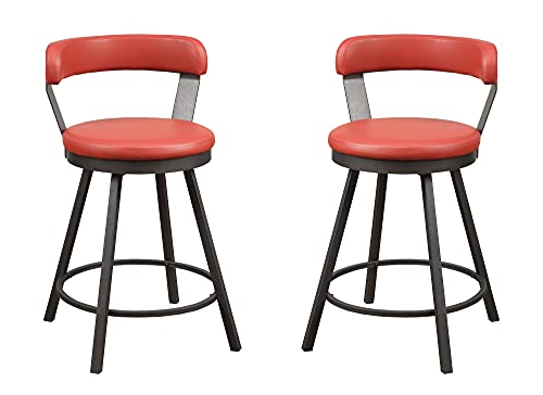 Set of 2 Swivel Counter Height Chair 24" (Red)