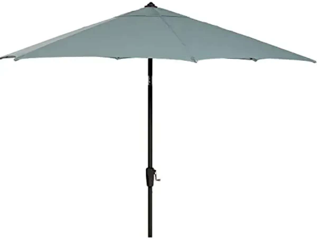 Hanover Montclair 9' Market Outdoor Umbrella in Ocean Blue, All-Weather UV and Rust Resistant Patio Table Umbrella for Small to Medium Outdoor Dining Sets with Crank Lever and Tilting Pivot