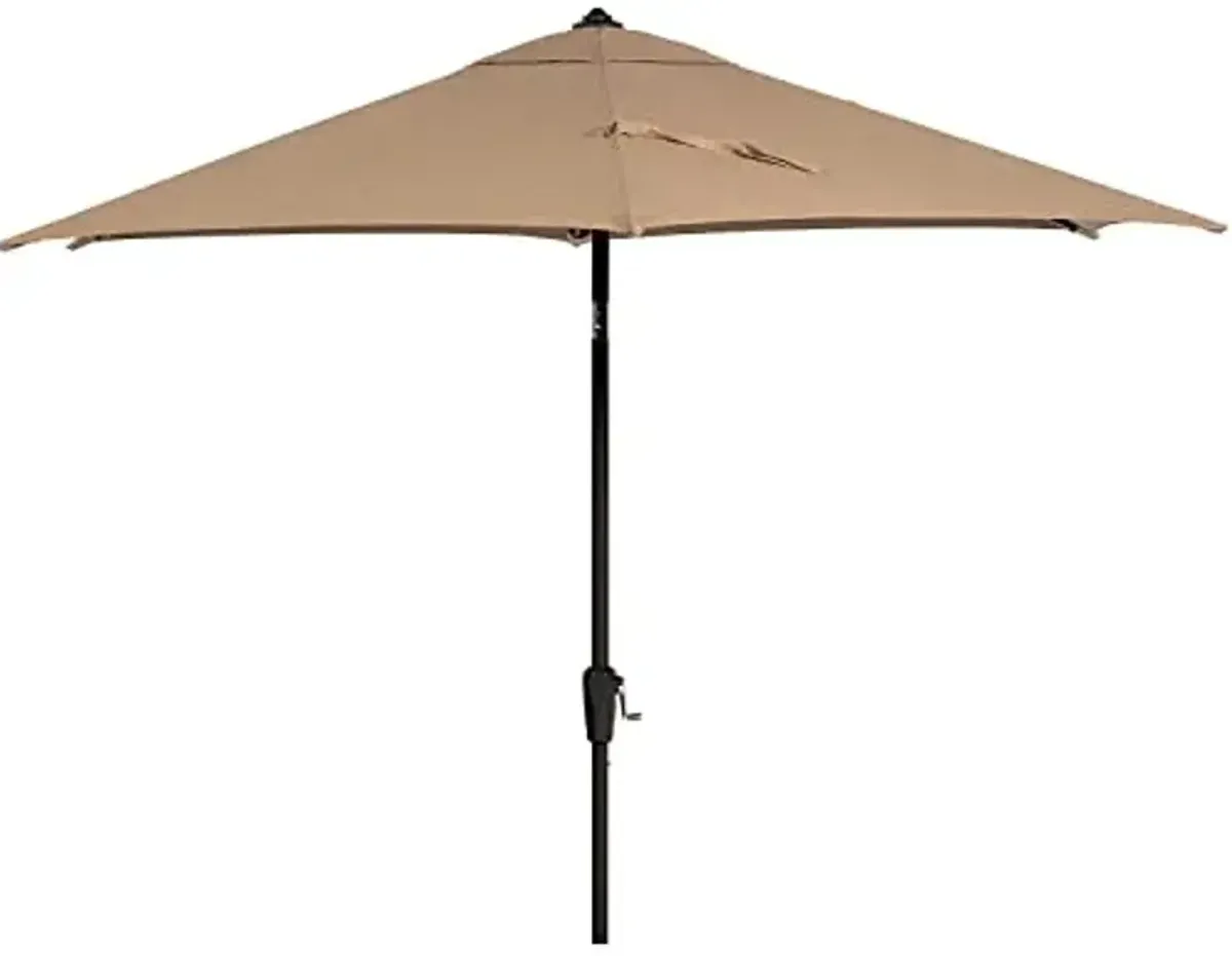Hanover Montclair 9' Market Outdoor Umbrella, All-Weather, Crank Lever, Tan