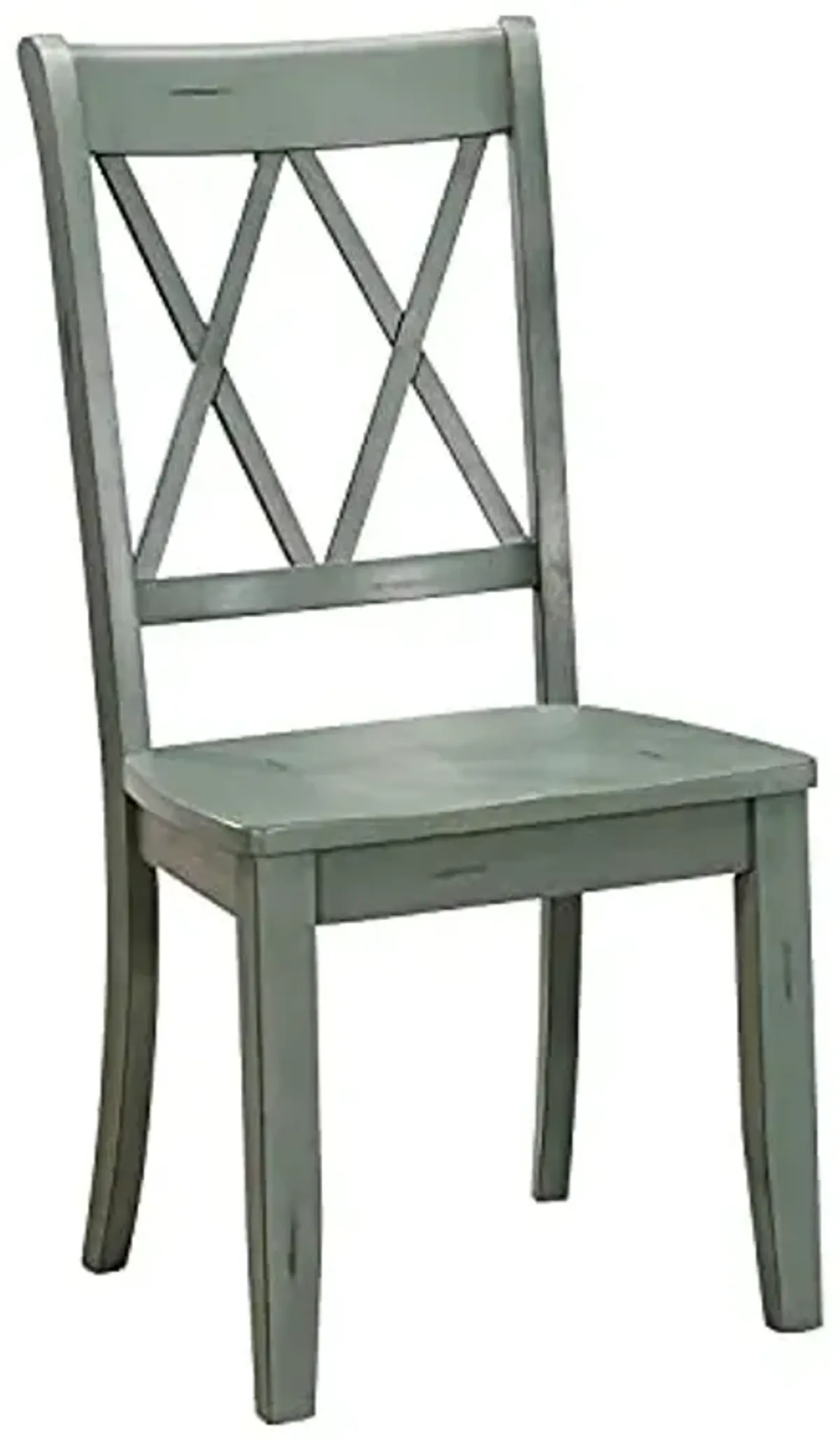 Solid Wood Dining Chairs Set of 2 - Cedric 17.5 Inch Seat Height, Sturdy and Easy to Clean, Distressed Accents, Modern Cross Back Style, Rustic Kitchen Chairs Set of 2, Easy Assembly - Teal