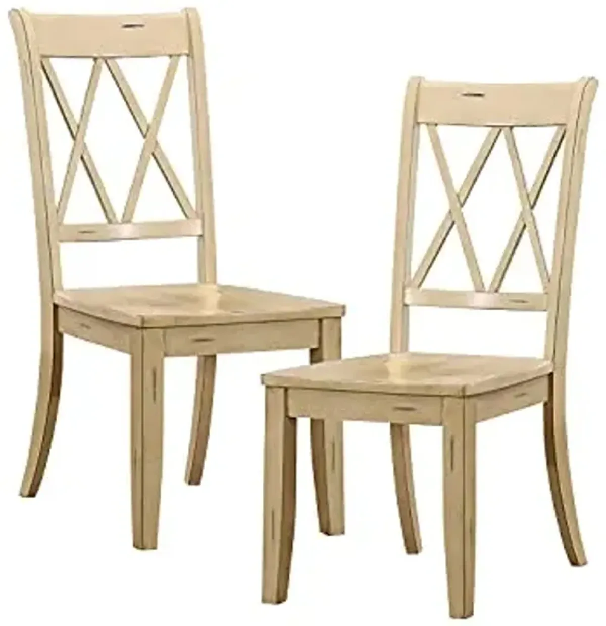 Lexicon Solid Wood Dining Chairs Set of 2 - Cedric 17.5 Inch Seat Height, Sturdy and Easy to Clean, Distressed Accents, Modern Cross Back Style, Rustic Kitchen Chairs Set of 2, Buttermilk