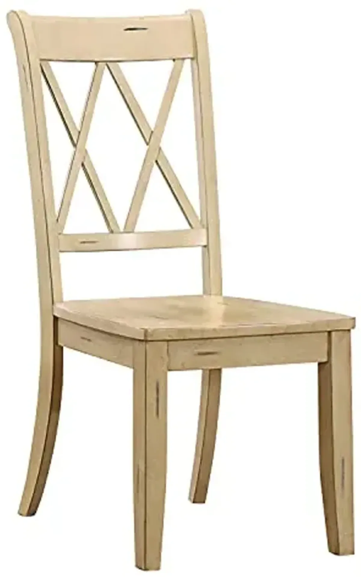 Lexicon Solid Wood Dining Chairs Set of 2 - Cedric 17.5 Inch Seat Height, Sturdy and Easy to Clean, Distressed Accents, Modern Cross Back Style, Rustic Kitchen Chairs Set of 2, Buttermilk