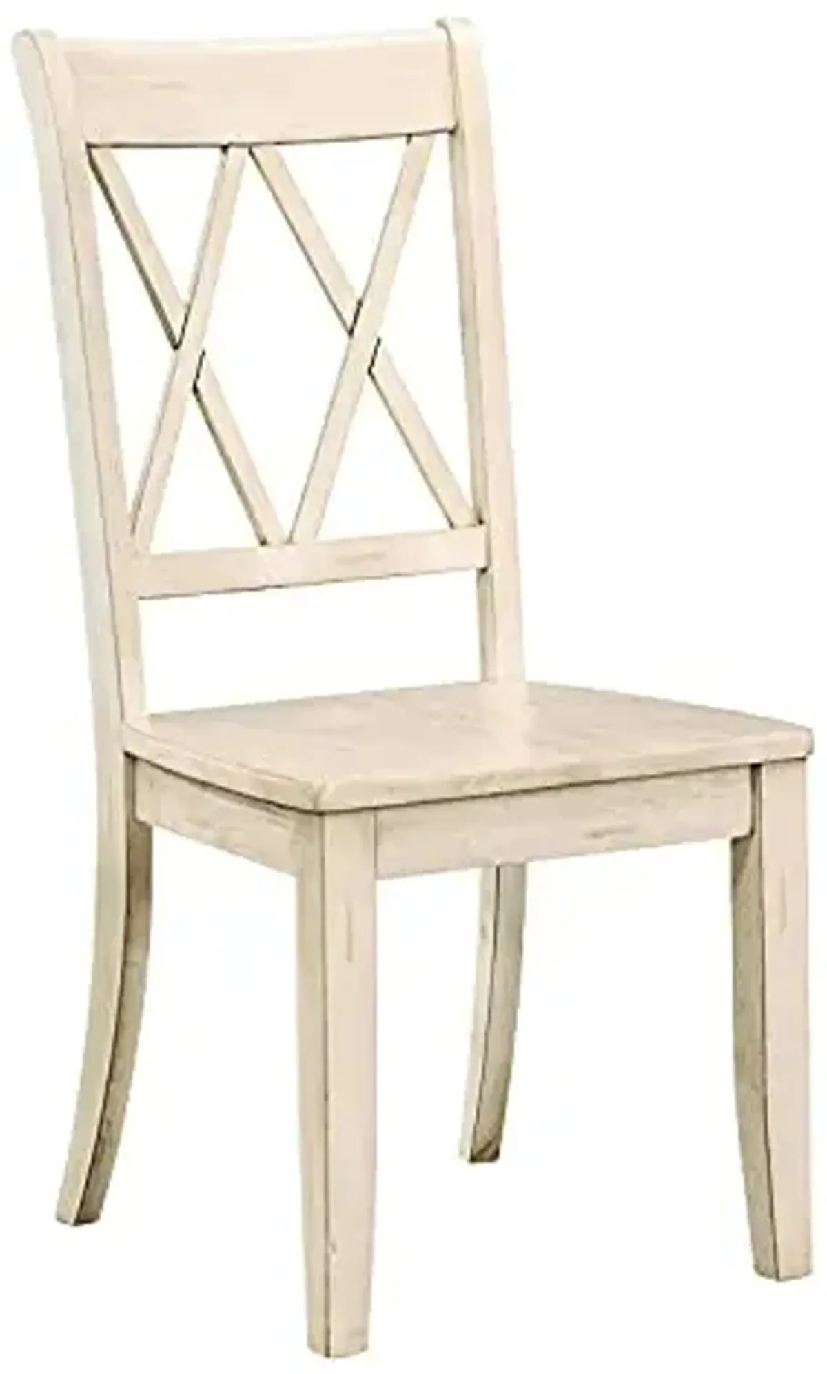Solid Wood Dining Chairs Set of 2 - Cedric 17.5 Inch Seat Height, Sturdy and Easy to Clean, Distressed Accents, Modern Cross Back Style, Rustic Kitchen Chairs Set of 2, Easy Assembly - White
