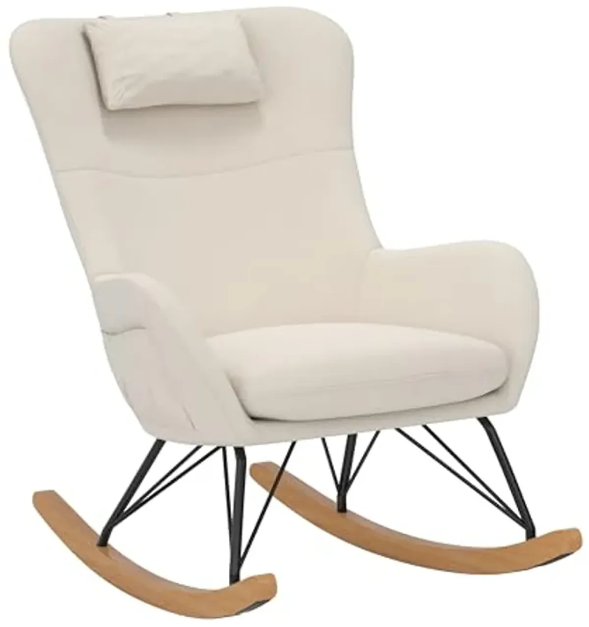 Baby Relax Cranbrook Rocker Accent Chair with Storage Pockets, Beige