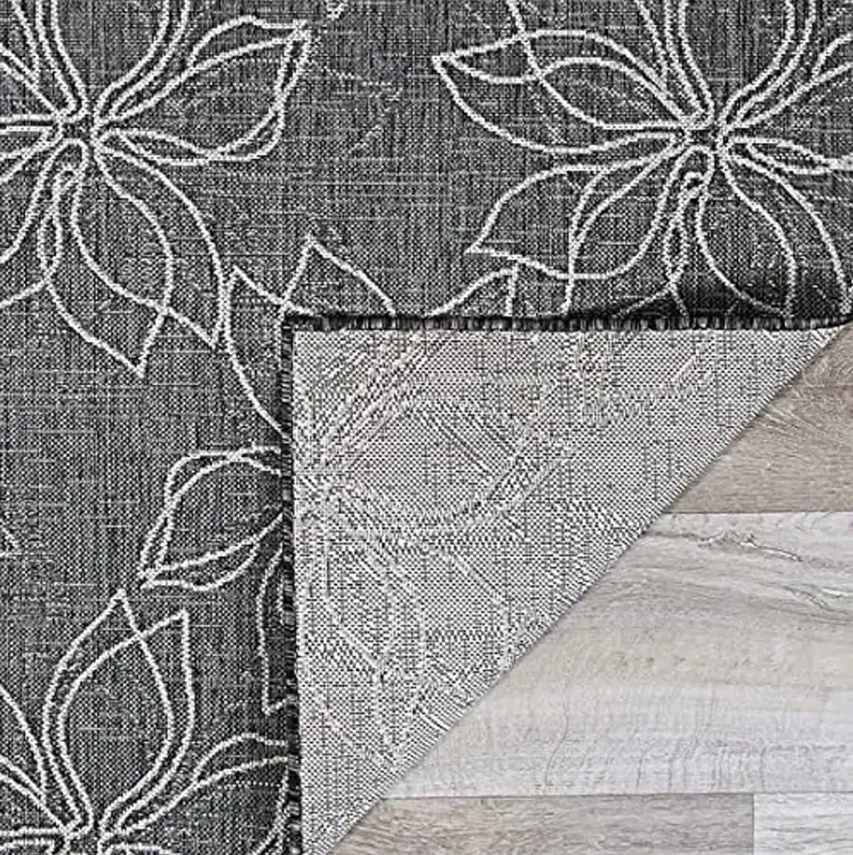 Couristan Charm Indoor Outdoor Runner Rug – 2'2" x 7'6" Botanical in Ash Gray Color – Flatwoven, Hose Washable, Pet Friendly – Entryway, Hallway or Patio Home Decor