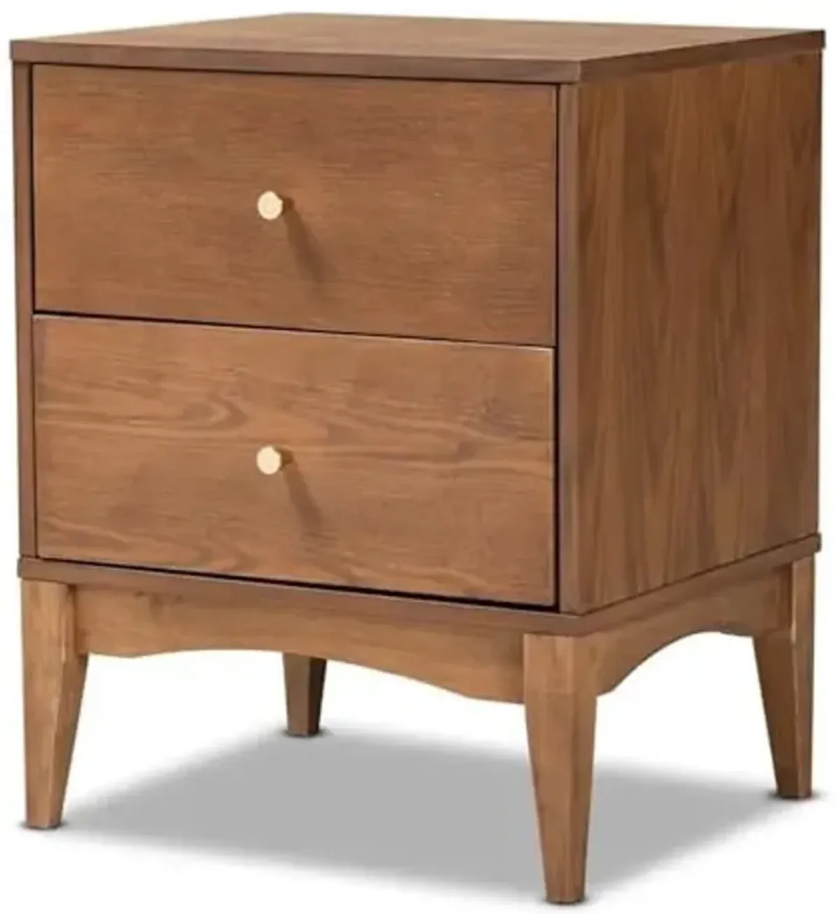 Baxton Studio Landis Mid-Century Modern Ash Walnut Finished Wood 2-Drawer Nightstand