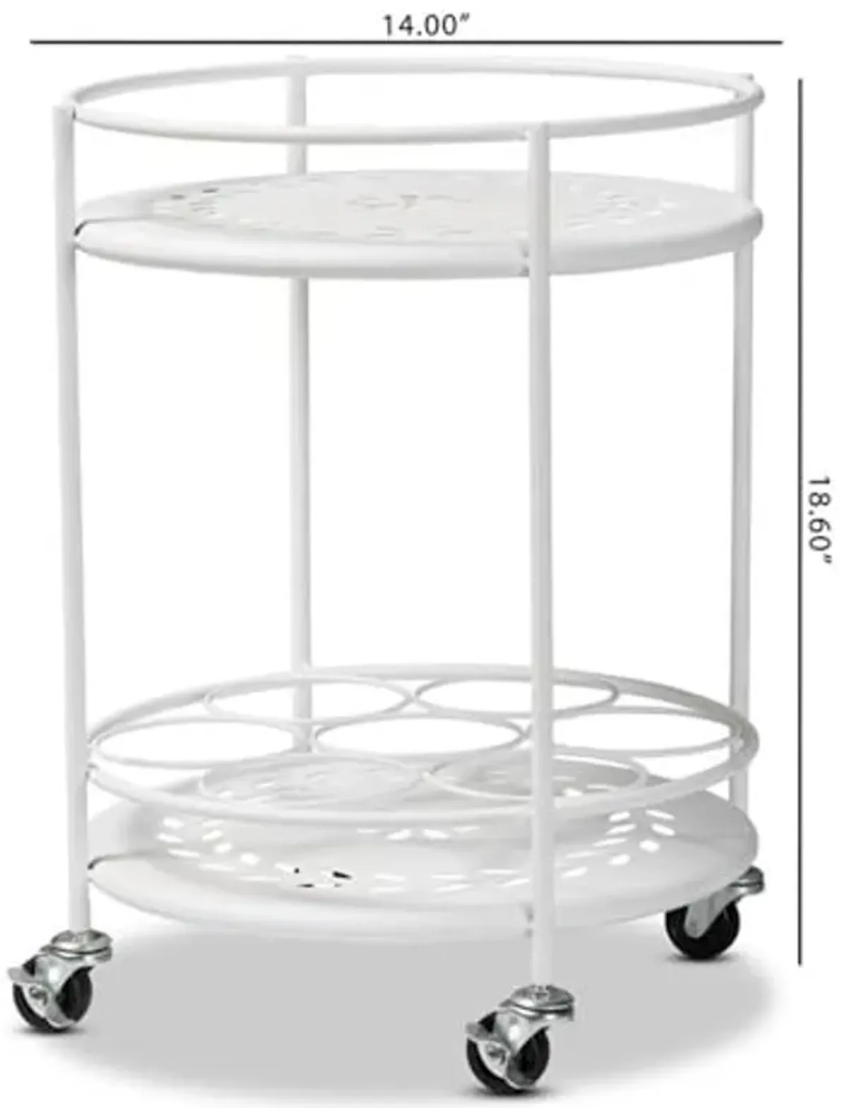 Baxton Studio Dallan Modern Industrial White Metal 2-Tier Kitchen Cart