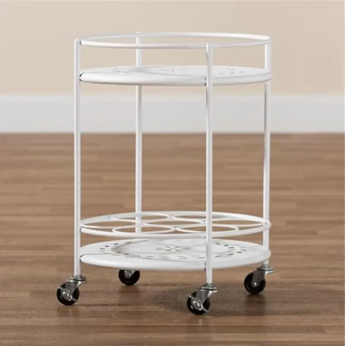 Baxton Studio Dallan Modern Industrial White Metal 2-Tier Kitchen Cart