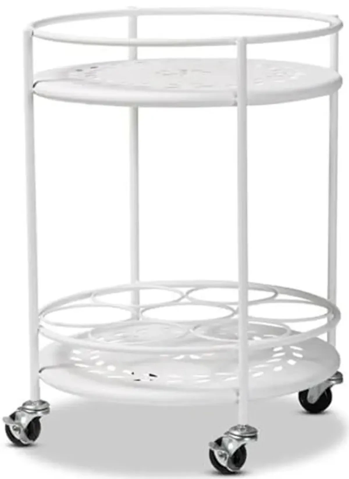 Baxton Studio Dallan Modern Industrial White Metal 2-Tier Kitchen Cart