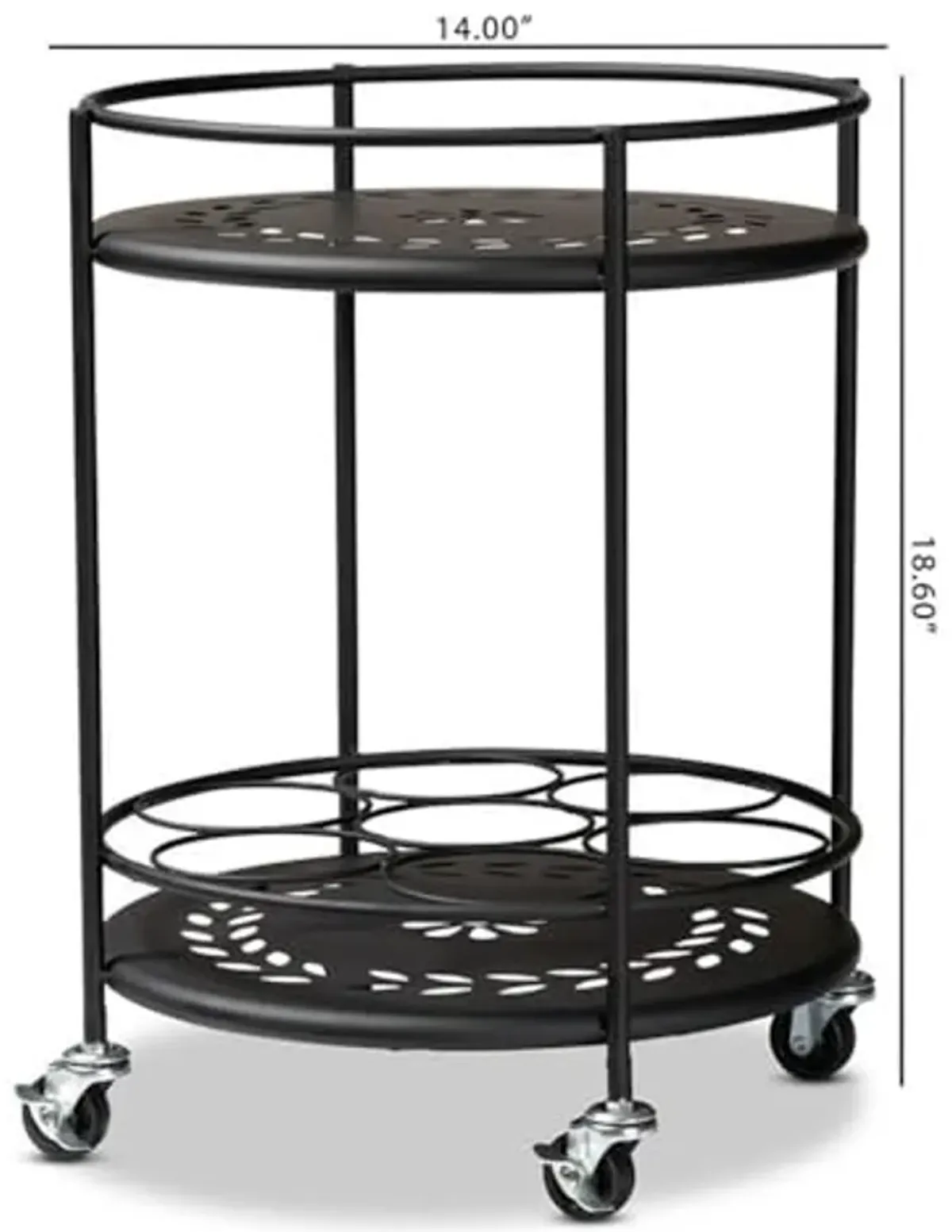 Baxton Studio Dallan Modern Industrial Black Metal 2-Tier Kitchen Cart