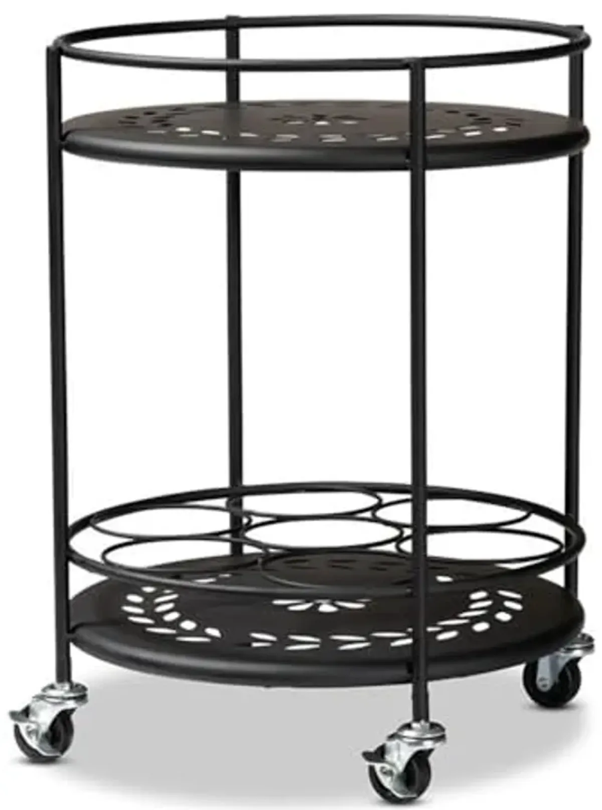 Baxton Studio Dallan Modern Industrial Black Metal 2-Tier Kitchen Cart