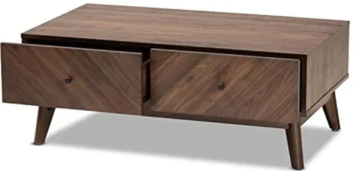 Baxton Studio Hartman Mid-Century Modern Walnut Brown Finished Wood Coffee Table