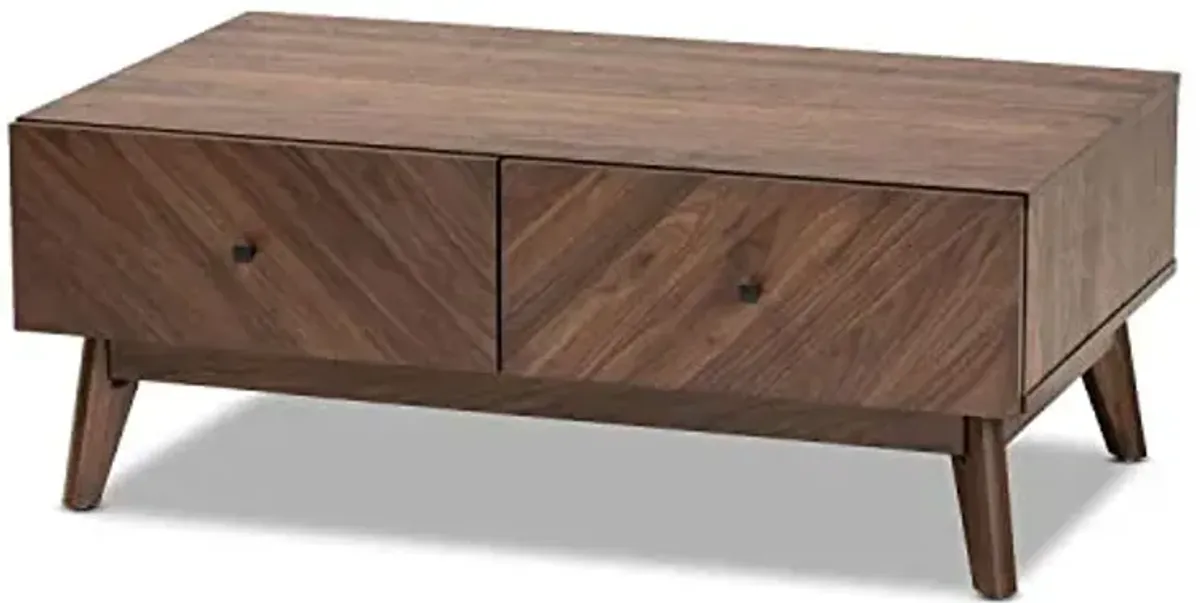 Baxton Studio Hartman Mid-Century Modern Walnut Brown Finished Wood Coffee Table