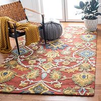 SAFAVIEH Blossom Collection 6' Square Red/Multi BLM402Q Handmade Premium Wool Living Room Dining Bedroom Area Rug