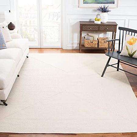 SAFAVIEH Braided Collection 4' Square Ivory/Beige BRD315B Handmade Country Cottage Reversible Entryway Living Room Foyer Bedroom Accent Rug