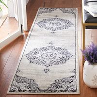 SAFAVIEH Brentwood Collection 2' x 8' Ivory/Black BNT802C Medallion Distressed Non-Shedding Entryway Foyer Living Room Bedroom Kitchen Runner Rug
