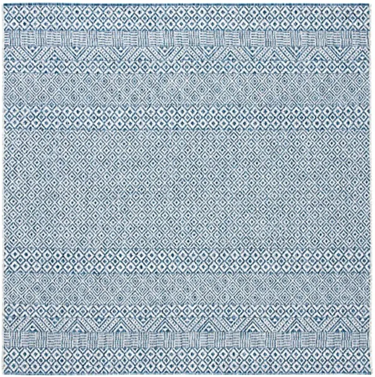 SAFAVIEH Courtyard Collection 7'1" Square Grey/Blue CY8235 Indoor/ Outside Waterproof Easy cleansingPatio Backyard Mudroom Area Mat