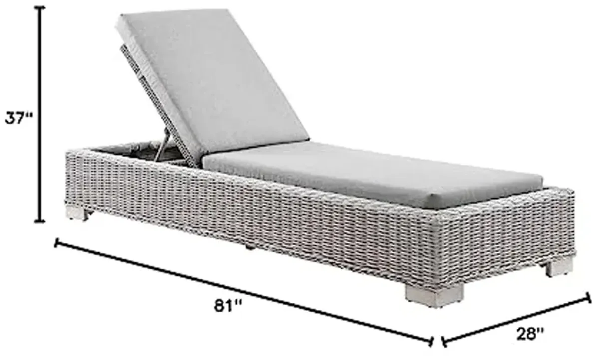 Conway Outdoor Patio Wicker Rattan Chaise Lounge in Light Gray Gray