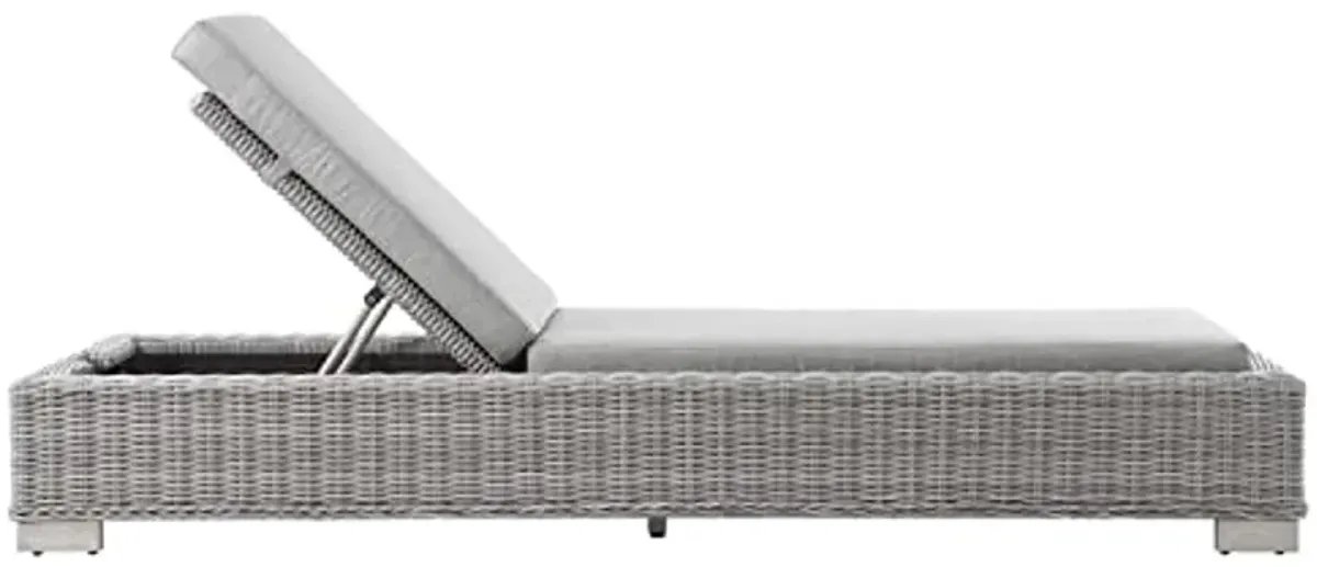 Conway Outdoor Patio Wicker Rattan Chaise Lounge in Light Gray Gray