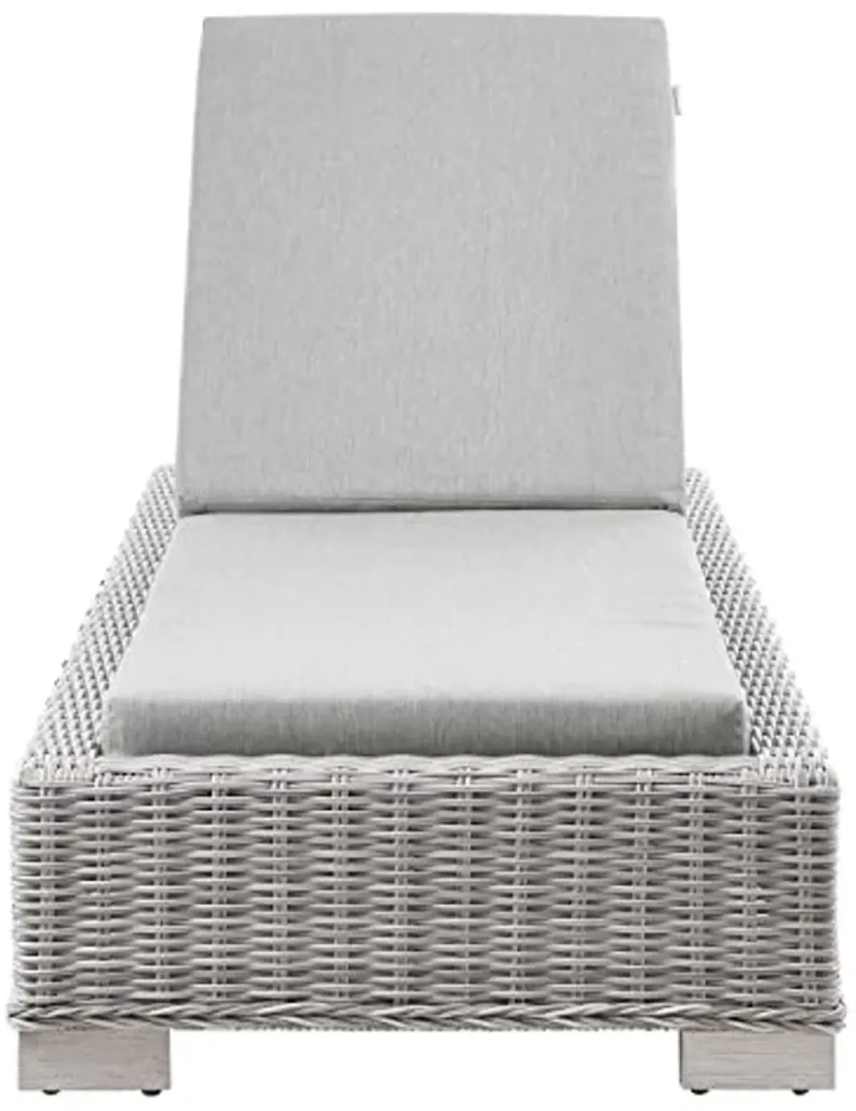 Conway Outdoor Patio Wicker Rattan Chaise Lounge in Light Gray Gray