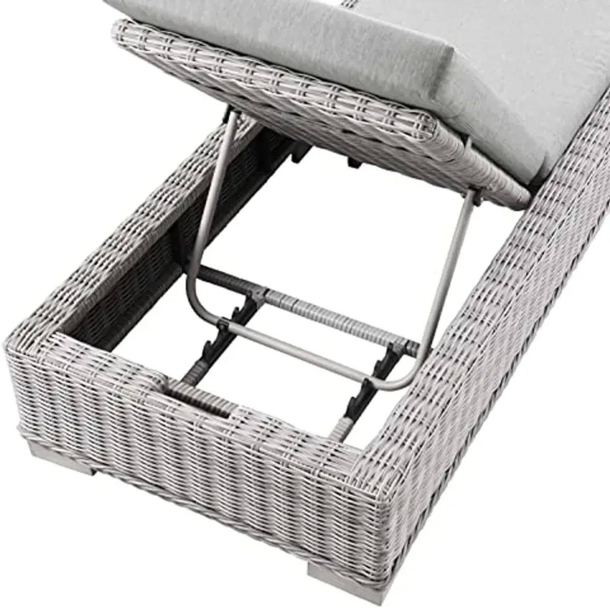 Conway Outdoor Patio Wicker Rattan Chaise Lounge in Light Gray Gray