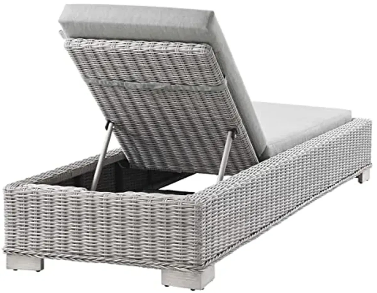 Conway Outdoor Patio Wicker Rattan Chaise Lounge in Light Gray Gray