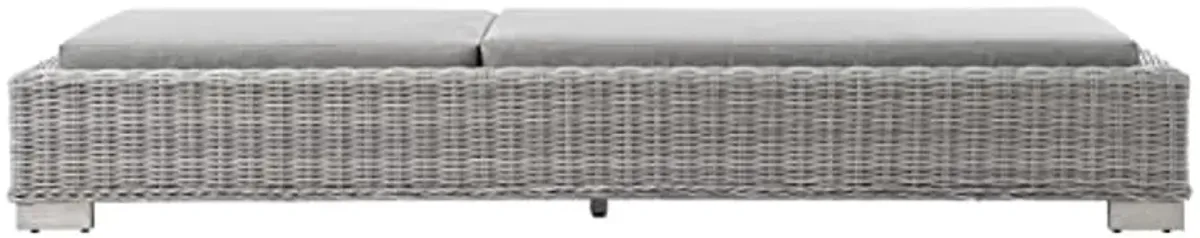 Conway Outdoor Patio Wicker Rattan Chaise Lounge in Light Gray Gray