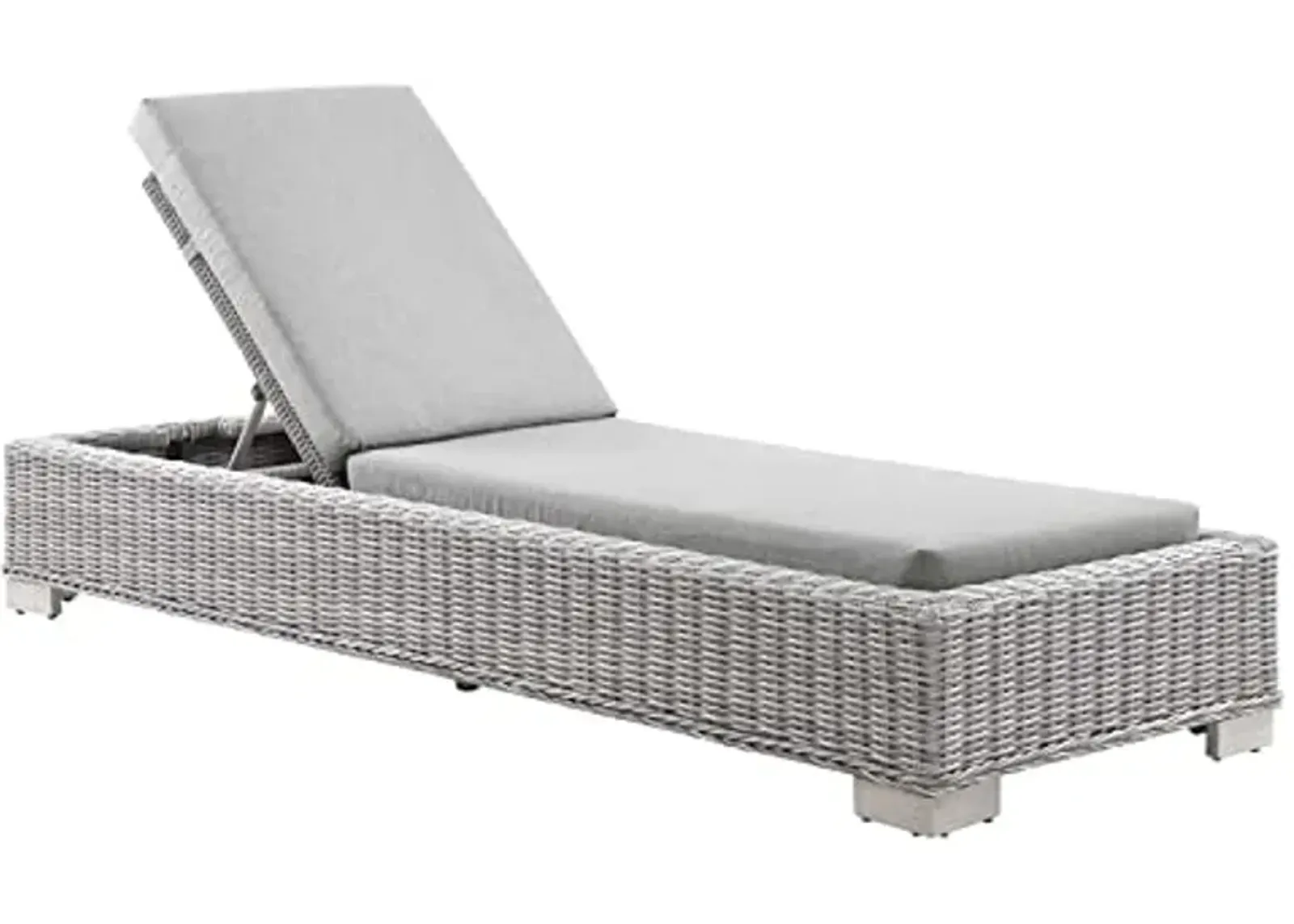 Conway Outdoor Patio Wicker Rattan Chaise Lounge in Light Gray Gray