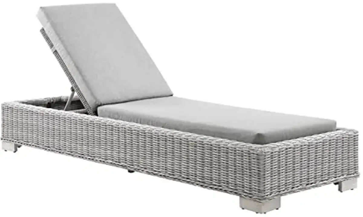 Conway Outdoor Patio Wicker Rattan Chaise Lounge in Light Gray Gray