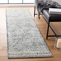 SAFAVIEH Abstract Collection 2'3" x 14' Ivory/Charcoal ABT340H Handmade Premium Wool Entryway Foyer Living Room Kitchen Runner Rug