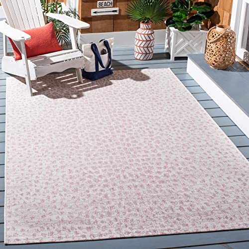 SAFAVIEH Courtyard Collection 5'3" x 7'7" Ivory/Blush Pink CY8505 Indoor/ Outdoor Waterproof Easy Cleaning Patio Backyard Mudroom Area Rug
