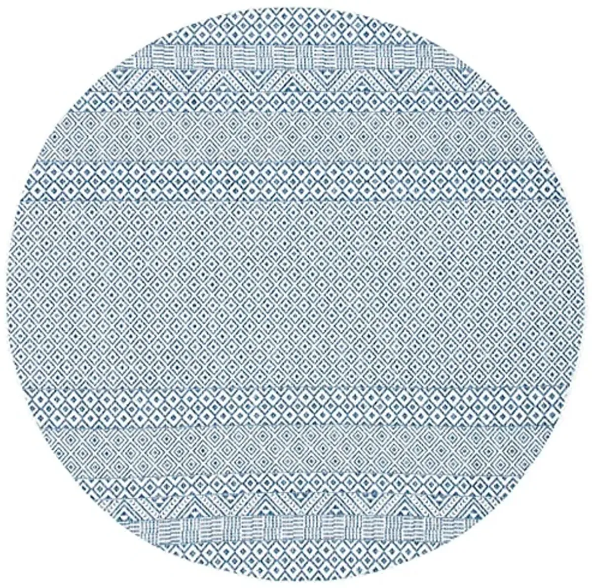 SAFAVIEH Courtyard Collection 5'3" Round Blue/Navy CY8235 Indoor/ Outside Waterproof Easy cleansingPatio Backyard Mudroom Area Mat