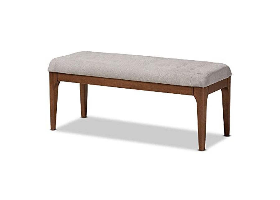 Baxton Studio Walsh Dining Bench, One Size, Grey/Walnut Brown