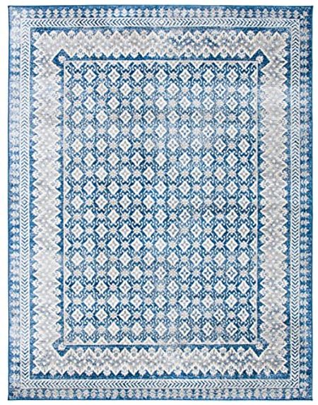 SAFAVIEH Brentwood Collection 10' x 13' Navy/Beige BNT899N Traditional Oriental Distressed Non-Shedding Living Room Dining Bedroom Area Rug