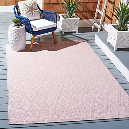 SAFAVIEH Courtyard Collection 4' x 5'7" Pink CY8522 Indoor/ Outside Waterproof Easy cleansingPatio Backyard Mudroom Area Mat