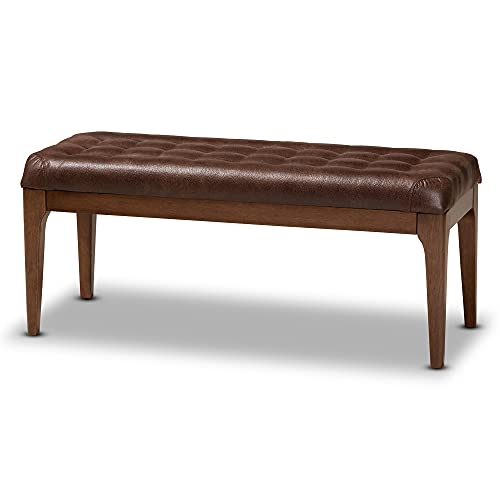 Baxton Studio 194-11757-AMZ Benches & Banquettes, Dark Brown/Walnut Brown