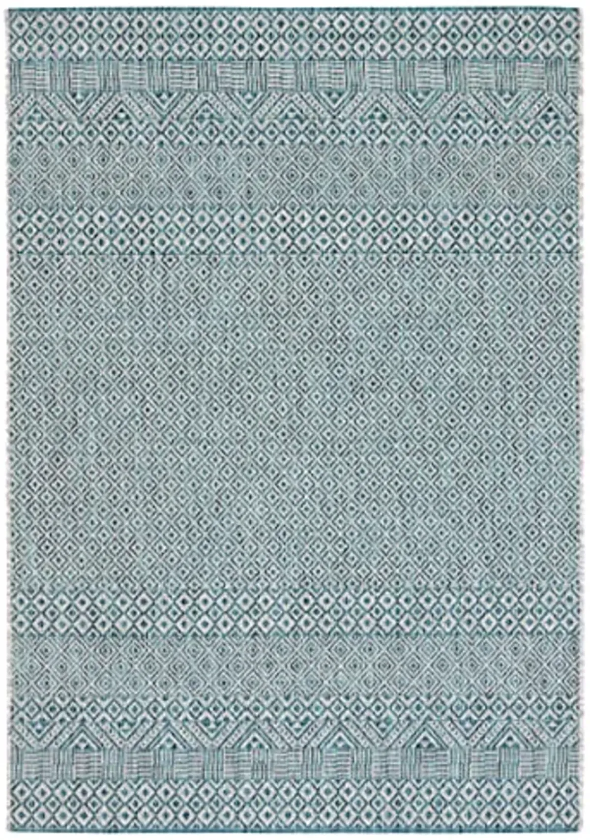 SAFAVIEH Courtyard Collection 4' x 5'7" Grey/Aqua CY8235 Indoor/ Outside Waterproof Easy cleansingPatio Backyard Mudroom Area Mat