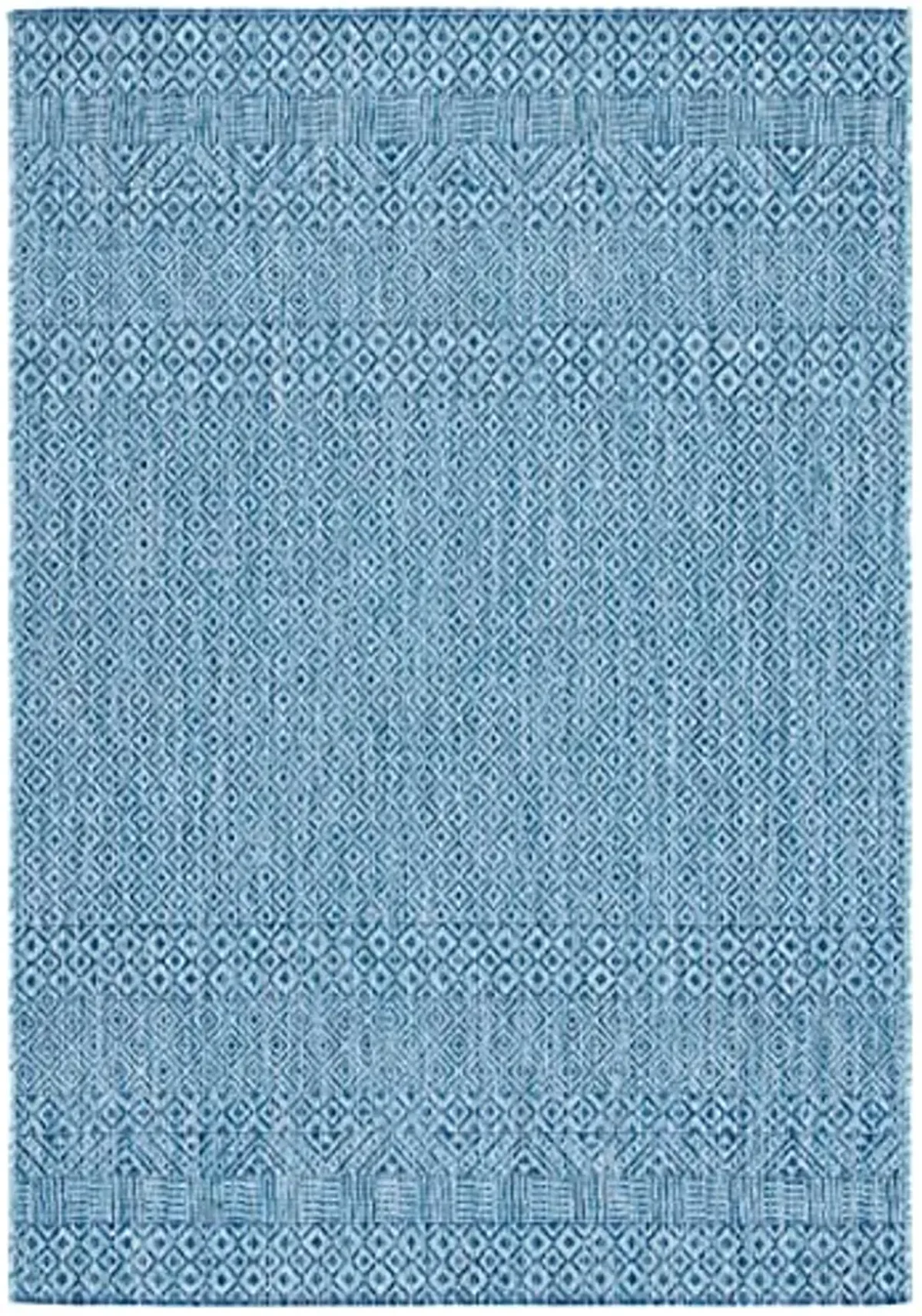 SAFAVIEH Courtyard Collection 8' x 10' Aqua/Navy CY8235 Indoor/ Outside Waterproof Easy cleansingPatio Backyard Mudroom Area Mat