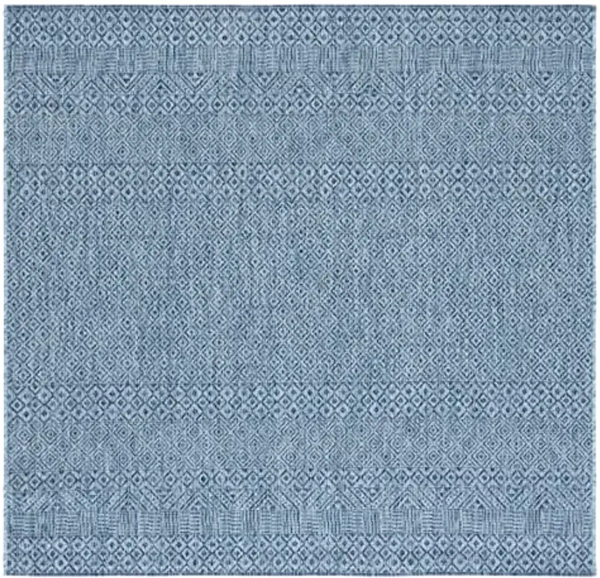 SAFAVIEH Courtyard Collection 6'7" Square Aqua/Navy CY8235 Indoor/ Outside Waterproof Easy cleansingPatio Backyard Mudroom Area Mat