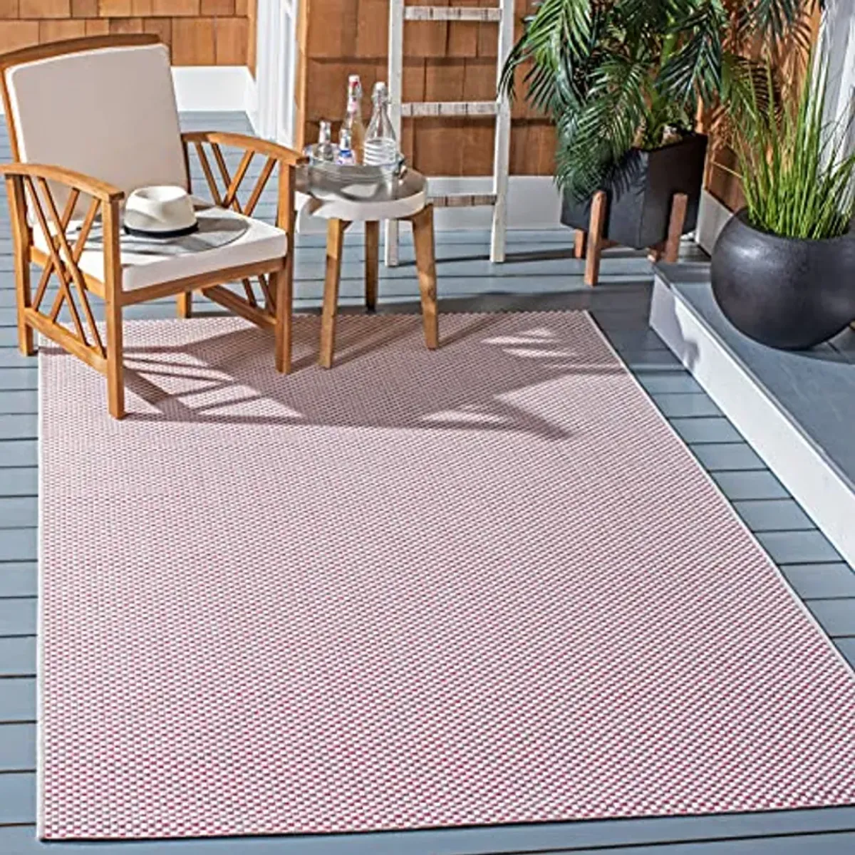 SAFAVIEH Courtyard Collection 4' x 5'7" Ivory/Pink CY8521 Indoor/ Outside Waterproof Easy cleansingPatio Backyard Mudroom Area Mat