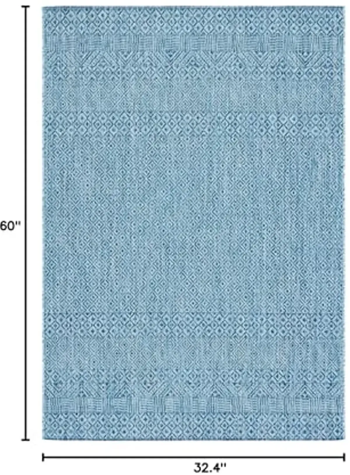 SAFAVIEH Courtyard Collection 2'7" x 5' Aqua/Navy CY8235 Indoor/ Outside Waterproof Easy cleansingPatio Backyard Mudroom Area Mat