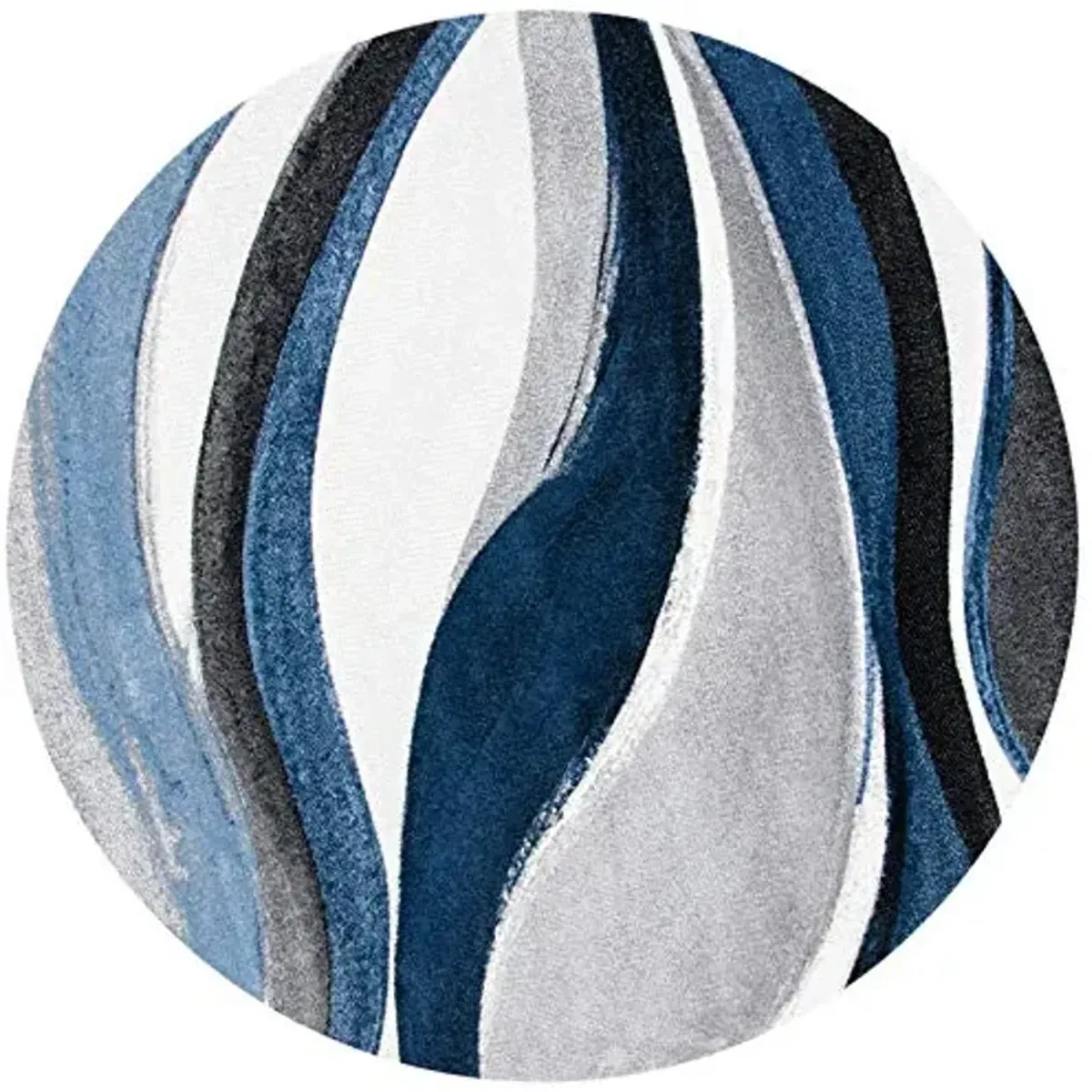 SAFAVIEH Hollywood Collection 8' Round Grey/Blue HLW766F Mid-Century Modern Non-Shedding Entryway Foyer Living Room Bedroom Kitchen Area Rug