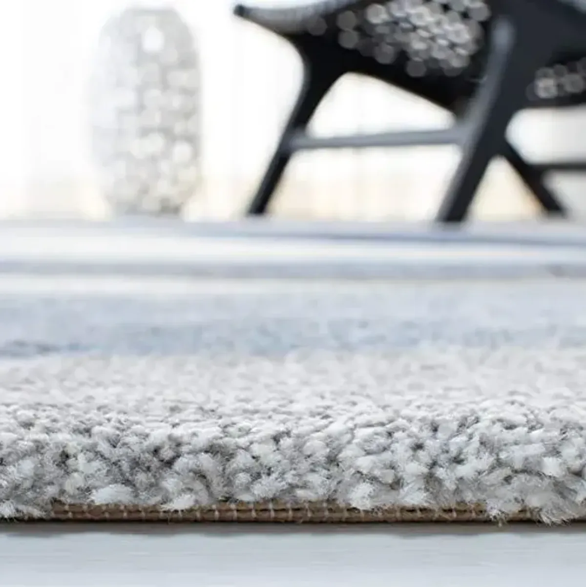 SAFAVIEH Hollywood Collection 8' Round Grey/Blue HLW766F Mid-Century Modern Non-Shedding Entryway Foyer Living Room Bedroom Kitchen Area Rug