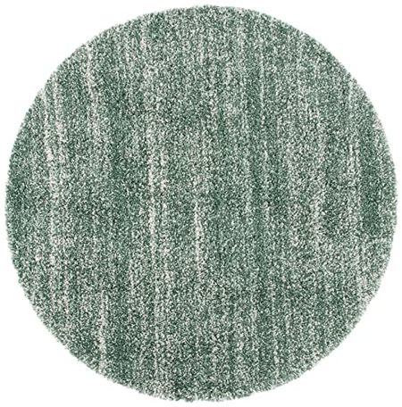 Safavieh Hudson Shag Collection 7' Round Green/Ivory SGH295E Modern Abstract Non-Shedding 2-inch Thick Entryway Foyer Living Room Bedroom Kitchen Area Rug