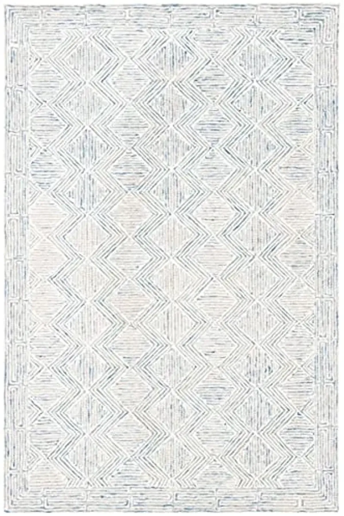 SAFAVIEH Micro-Loop Collection 3' x 5' BlueIvory MLP538M Handmade Premium Wool Entryway Living Room Foyer Bedroom Accent Rug